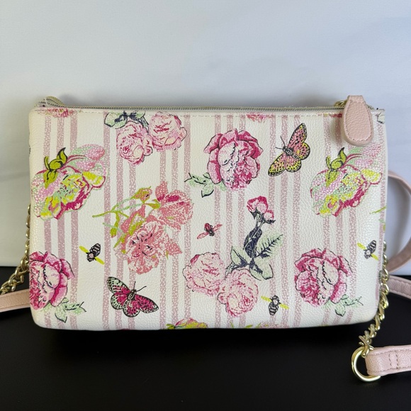 Betsey Johnson Pink Floral Crossbody with Pink Bee and Butterfly Design - Picture 4 of 10